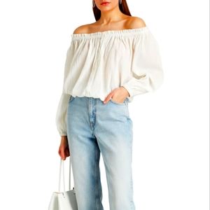 Rag&Bone Mimi off the shoulder cotton crepon top xl nwt